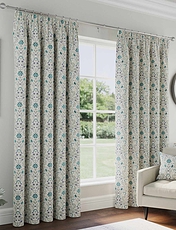 Cotswold Jacquard Total Blackout Curtains Blue