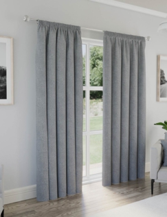 Dallas Total Blackout Weave Curtains Grey