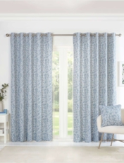 Sade Eyelet Lined Curtains Denim