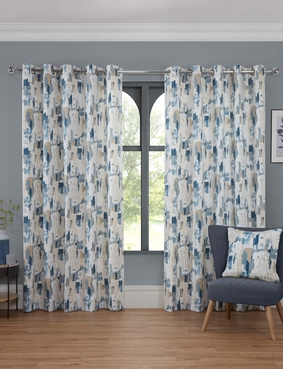 Bamford Lined Eyelet Curtains Cobalt