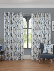 Bamford Lined Eyelet Curtains Cobalt