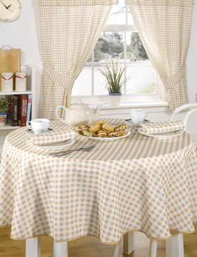 Molly Gingham Tablecloth Beige
