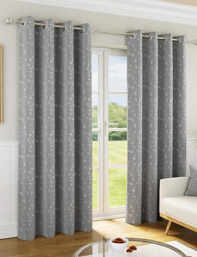 Tivoli Total Blackout Embroidered Curtains Grey
