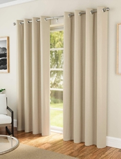 Supersoft Satin Thermal Blockout Eyelet Curtains Beige