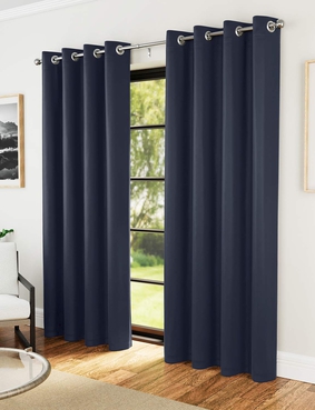 Supersoft Satin Thermal Blockout Eyelet Curtains Beige