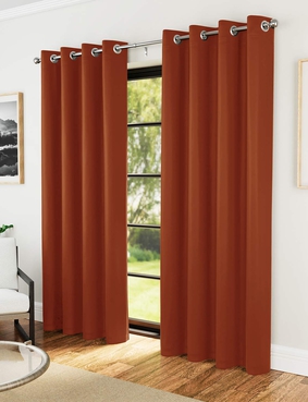 Supersoft Satin Thermal Blockout Eyelet Curtains Beige