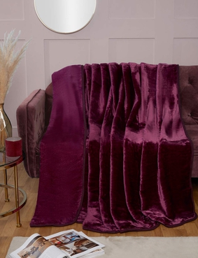 Faux Mink Blanket Throw Aubergine