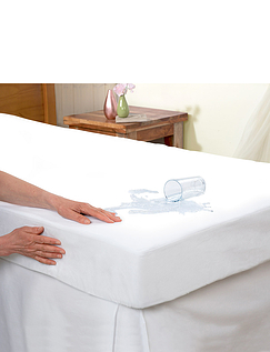 Luxury Waterproof Flannelette Mattress Protector With 15 Inch Skirt - White