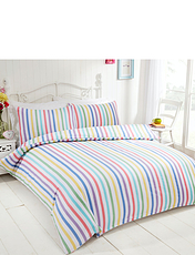 Candy Stripe Flannelette Quilt Set Multi