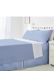 Plain Poly Cotton Fitted Valance Sheet Blue