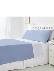 Plain Poly Cotton Fitted Valance Sheet Blue