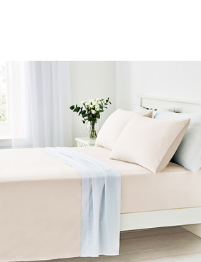 Vantona Easy Care 180 Thread Count Cotton Flat Sheet Blue
