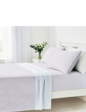 Vantona Easy Care 180 Thread Count Cotton Flat Sheet Blue