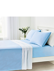 Vantona Easy Care 180 Thread Count Cotton Fitted Sheet 12 Inch Blue