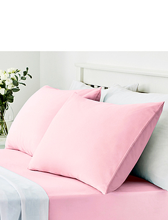 Vantona Easy Care 180 Thread Count Cotton Housewife Pillowcases - Pink