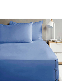 Extra Deep Percale Fitted Sheet Blue