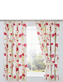 Vantona Poppies Lined Curtains Multi