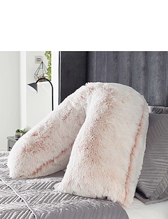 Faux Fur V Shape Pillow Blush Pink