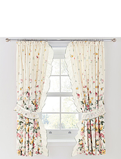 English Flowers Lined Curtains Multi