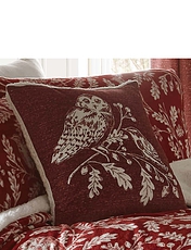 Woodland Owls Fleece Cushion Cover Red