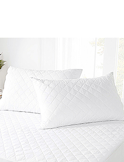 Quilted Pillow Protector Pair White