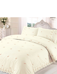Sophie Embroidered Quilt Cover Set Cream