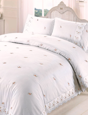 Sophie Embroidered Quilt Cover Set Cream