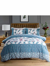 Jacobean Quilt Cover Set Blue