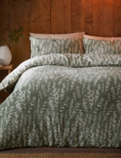 Winter Foliage Fleece Quilt Cover Set Green