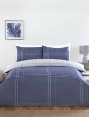 Hudson Quilt Cover Set With FREE Fitted Sheet NAVY
