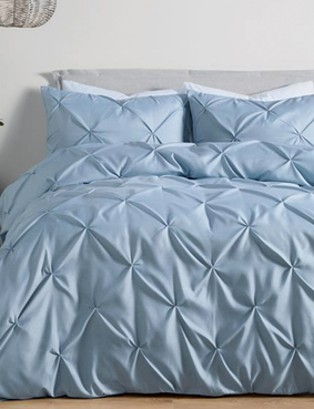 Lara Pintuck Quilt Cover Set Blue