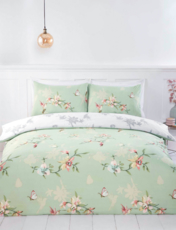 Hummingbird Quilt Cover Set With Free Fitted Sheet Green