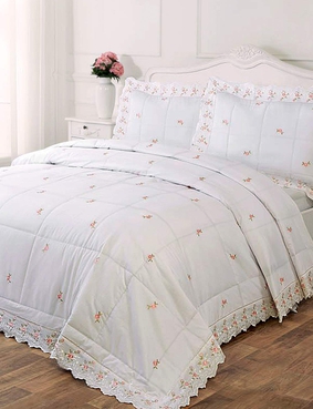 Sophie Embroidered Quilted Bedspread Cream